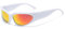 YUELUQU Futuristisch Sonnenbrillen Fahrradbrille für damen herren Y2K Sportbrille UV400 Schutz party brille rennrad brille (Weiß(R)-Gold(L))