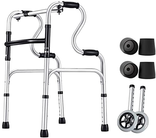 SEVEEZ Gehbock Mit 2 Festen Rädern, Leichtes Gewicht Folding Walker Gehwagen Höhenverstellbar Aluminium Gehhilfe Für Ältere Menschen