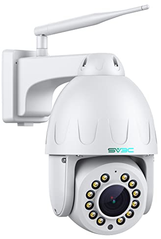 SV3C PTZ WiFi Security Camera Outdoor Wireless 15X Optical Zoom Auto Tracking 5MP Floodlight Color Night Vision IP Cam, 2-Way Audio, Metal Shell, SD Card Record, RTSP, FTP, Onvif Conformant, APP, PC