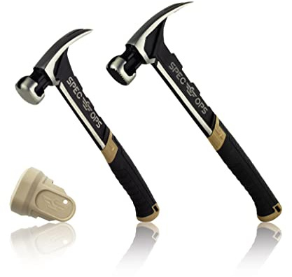 Spec Ops Werkzeug-Hammer-Set, 567 g Nagelhammer und 625 g Rahmenhammer mit Rip Claw & weicher Schlägelkappe, 25% leichterer Kopf, stoßdämpfender MOA-Griff, 3% gespendet an Veteranen