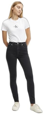 Calvin Klein Damen Jeans Hose Skinny High Waist, Schwarz (Denim Black), 33W/34L