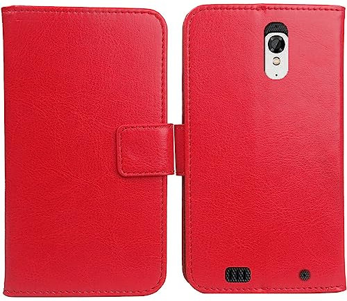 Cheshaoping PU Leder Tasche Hülle Für Unihertz Atom XL/Atom L 4 Handy Flip Lederhülle Handyhülle Brieftasche Schutz Case Cover Etui (Rot)