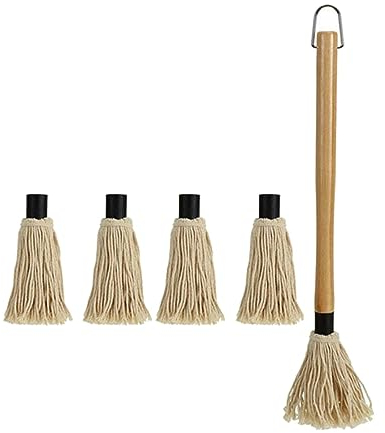 Colcolo BBQ Basting Mop Grill Fetten Mop Robuste Baumwolle Faser Kopf Sojasauce Pinsel Backen Tauch Pinsel für Steak Fleisch Grillen Werkzeug, groß mit 4