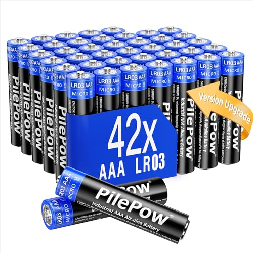Lot de 42, Piles AAA alcalines industrielles, 10 ans de conservation, LR03 1,5 V, Piles jetables performant pour Jouet, Réveil, Télécommandes, lampe de torche, clavier souris et appareils électronique