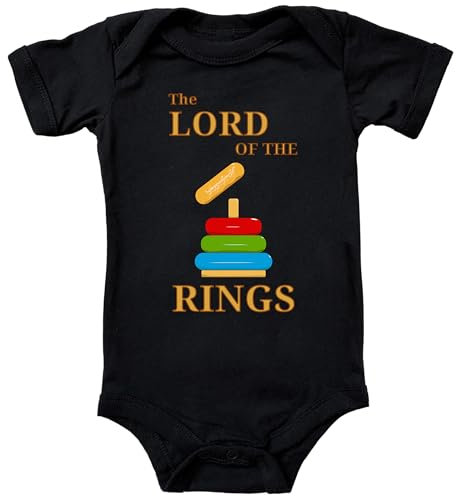 Blauer-Storch Baby Body in Schwarz Lord Of The Rings Herr der Ringe Spruch zur Geburt oder Geburtstag für Kleinkind Kurzarm Bio Baumwolle