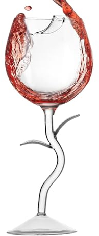 DLSIN Copa de Vino de Flor de Rosa, Copa de Vino Rosado Resistente al Calor, Copa de cóctel de Rosa, Copa de Vino en Forma de Rosa, Copa de Vino Tinto Elegante de 150 ml a 280 ml para Boda