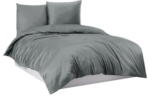 Mixibaby Flanell Feinbiber-Bettwäsche aus 100% Baumwolle - 4 Größen, Größe:200 x 220 cm, Farbe:Grau