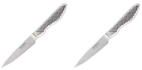Global Knives GS-38 Paring Knife with 9cm Blade, CROMOVA 18 Stainless Steel (Pack of 2)