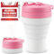 Protein-Shaker-Flasche, faltbar, lebensmittelecht, auslaufsicherer Deckel, 600 ml, rosa Shaker – wiederverwendbare Silikon-Shaker-Becher für Protein-Shakes