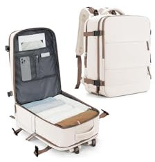 SZLX Sac à Dos Voyage Cabine Ryanair,Bagage Cabine 45x36x20 Easyjet Sac de Voyage Bagage à Main Avion Femme Sac à Dos Ordinateur Portable Imperméable pour Travail de Randonnée Homme Beige Marron