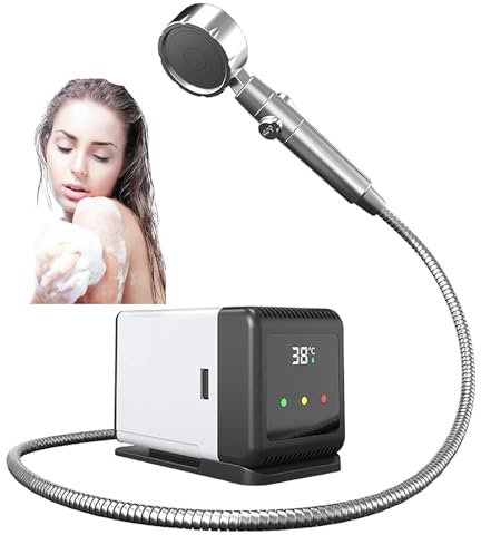 LZAHSH Ducha PortáTil para Exteriores, USB Calentable Ducha Recargable Temperatura Inteligente Ducha De Viaje para Camping 3 Paradas Flor De Vino, para Playa, JardíN