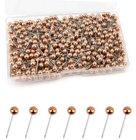 500 Stücke Pinnadeln,Pins,Pinnwandnadeln,Pinnwand Nadeln,Pinnnadeln,Pinnadeln Für Weltkarte,Pinwand Pins,Nadel Pinnwand,Markierungsnadeln,Pinnadeln Weltkarte,Rundkopfnadeln,Reißzwecken Gold