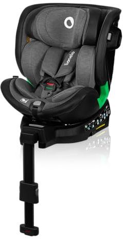 LIONELO HARMONY I-SIZE Drehbarer Kindersitz 360° für Kinder von 40-150 cm, Montage mit ISOFIX + Stabilisierungsbein, Kopfstützen- und Rückenverstellung, Dri-Seat Reduktionseinlage