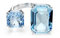Swarovski Millenia Offener Ring, Blauer, Rhodinierter Damenring mit Strahlenden Kristallen im Oktagon- und Square-Schliff