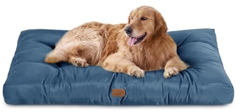 Bedsure Washable Dog Bed with Oxford Cover for Dogs, 120x90x10cm Navy | Easy Care Comfy Pet Mat, Flat Pet Pillow For Crate, No-Zipper Design, Cozy Dog Cushion Mat, For Big Breeds