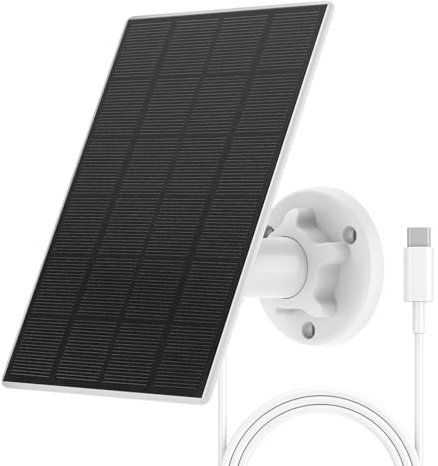 ANNKE Panneau Solaire 3W pour Caméra de Surveillance, Compatible avec tous les Ports USB-C Caméra, Panneau Solaire avec étanchéité IP65, Câble de 9,8 m, Support Réglable à 360°