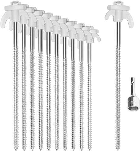 com-four® 12x Zelt-Heringe aus Stahl, Schraubheringe mit Adapter | robuste Erdnägel mit Gewinde für Camping und Outdoor - Zeltpflöcke ideal für harten Boden