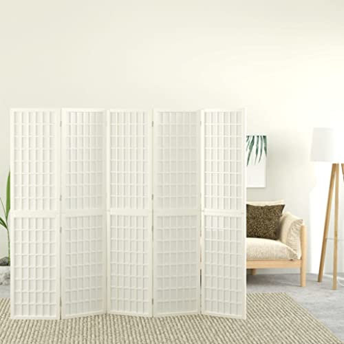 Möbelstück Faltbar 5 Paneele Raumteiler Japanischer Stil 200x170cm Weiß