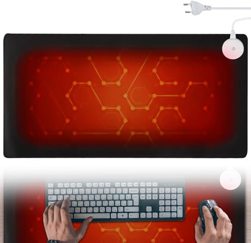 Sous-main chauffant - 80 x 33 cm - Avec 3 niveaux de chauffage - Tapis de souris chauffant - Étanche - Accessoire Bureau Pour PC, Ordinateur Portable, Maison