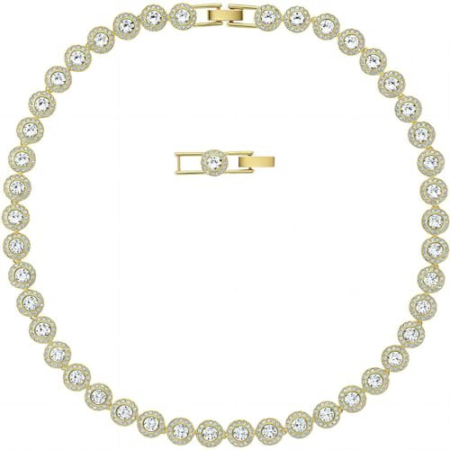 Collana angelica - Collane di cristallo in oro 18 carati, collana delicata di gioielli in oro, cristallo trasparente per donne, matrimonio, festa, matrimonio, San Valentino (Collana, Oro Giallo)