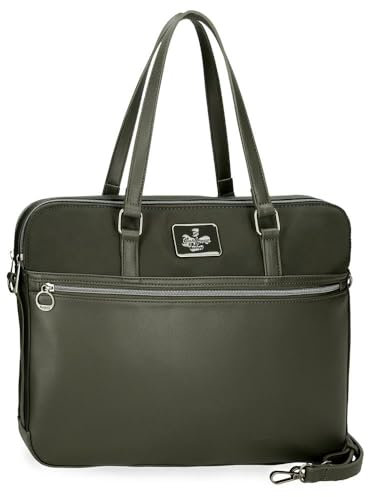 Pepe Jeans Christine Maletín para Portátil Verde 40x30x5 cms Poliéster con Detalles en Piel Sintética by Joumma Bags