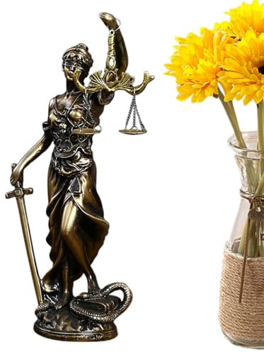 Gerechtigkeitsgöttin Statue,Lady Justice Statue,Tischdekoration, Statue der Justitia aus Kunstharz - Gerechtigkeit Fairness Göttin Statue griechische Mythologie Ornamente für Anwalt Studio Schreibtisc