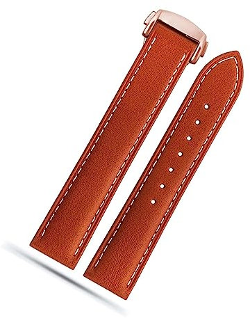 honyeuk Lederarmband Für Omega Seamaster 300 150 Speedmaster 007 AT150 Braunes Uhrenarmband Faltschließe 19mm 20mm 22mm(B Light brown-RD,20mm)