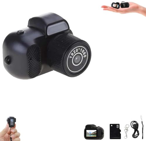 Yfjyxen Llavero con Cámara, Mini Cámara Retro, Llavero con Mini Cámara, Llavero con Cámara Diminuta, Llavero con Cámara Retro Digital, Mini Grabadora De Video 1080P, Cámara Miniatura(Camera+64G Card)