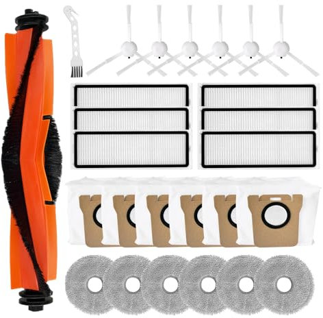 Juego de accesorios para Xiaomi X20+ / X10+, 26 piezas de repuesto para robot aspirador, 1 cepillo principal, 6 almohadillas de limpieza, 6 bolsas para el polvo, 6 cepillos laterales, 6 filtros HEPA