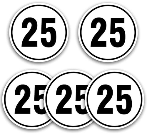 XMSCN 5 Stück – Geschwindigkeitsbegrenzungsschild 25 km/h, rund, 20 cm, weiß, Papierfolie, für Traktor, LKW, Rollstuhl, Außeneinsatz, Langlebig und wetterfest,