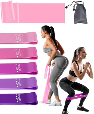 VELOGO Widerstandsbänder 6er Set – 5 Stärken + 1,5m Dehnband, Pink/Blau | Widerstandsbänder mit Tasche – Fitnessbänder für Yoga, Pilates, Physio & Krafttraining, für Frauen und Männer