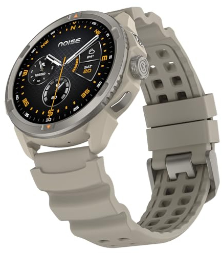 Noise Endeavour Pro Military Rugged Smartwatch, 28Days Battery, Built In GPS & Flashlight, Scratch Resistant, Titanium Alloy Bezel, 1.5 AMOLED, 5ATM Water Resistant, 1Year Warranty (Driftstone Beige)