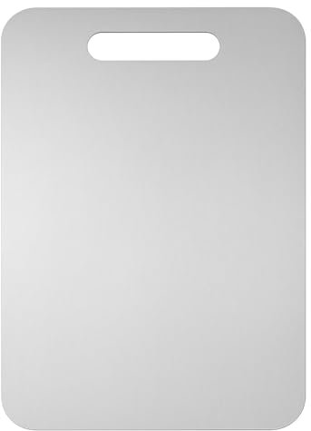 INOXLM Schneidebrett aus lebensmittelechtem Edelstahl, 39 x 28 cm, Haccp-geeignet, professionell, doppelseitig, strapazierfähig, Schneidebrett aus Stahl für Küche, Bar und Restaurant – Made in Italy