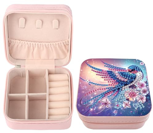 SHEGZHUC Diamond Painting Schmuckkästchen Vögel Kolibris Basteln nach Zahlen Tiere Blumen Daiments Painting Schmuckkasten für Ringe Ohrringe Halsketten Armbänder Schmuckschatulle für Damen Reise Box