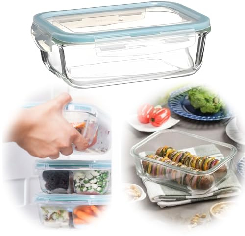 LS-LebenStil Glas Frischhaltedose Cook & Close - 1480ml luftdicht auslaufsicher mit Deckel Ventil Meal Prep Boxen Lebensmittel Mikrowelle Gefrierdose Aufbewahrungsbox Vorratsdose Mikrowelle Ofenfest