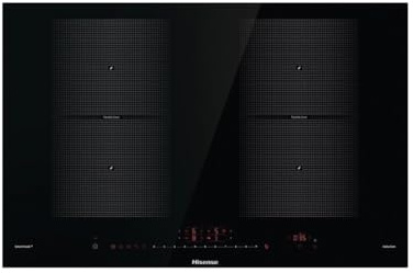Hisense I8455C - Placa de cocina de inducción, 80 cm, 4 zonas, vitrocerámica, negro, mandos frontales, control táctil