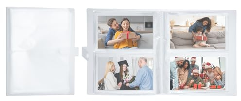 QUARKZMAN Album Photo Transparent À 2 Poches, 120 Emplacements Pour Cartes 6 Pouces, Livre De Photos Avec Fermeture À Pression Pour Photos Images Cartes Postales, Transparent