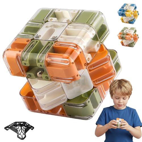 3D Kugellabyrinth, 3D Labyrinth Puzzle Würfel Mit Rollenden Kugeln, 2-in-1 Ball Maze Cube Toy, Logic and Concentration Toy for Children & Adults, Anti-Stress Toy (A)