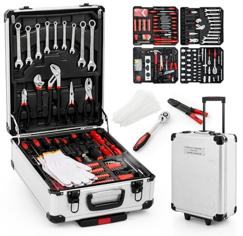 SUNNYNEST Tool Kit 799 Pieces with Wheels, Complete Tool Set in Rolling Tool Box, DIY Tools & Mechanic Tool Kit with Organiser, Toolbox Trolley for Home, Garage & Workshop