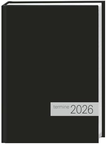 times&more Kalenderbuch schwarz 2026: Schwarzer Terminkalender mit flexiblem Umschlag. Handlicher Wochenplaner. Taschenkalender 2026 zum Planen von Terminen. (times&more Kalender Heye)