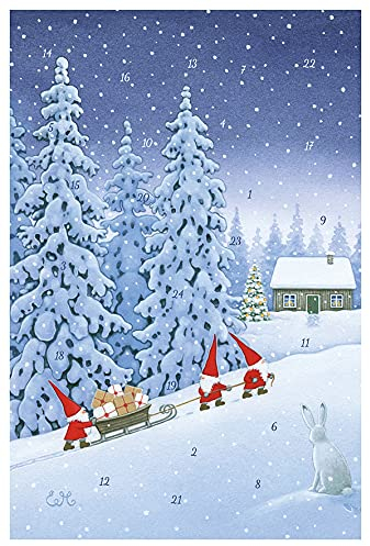 Korsch Adventskalenderkarte God Jul Tomte Teamwork Nr.22129-12472