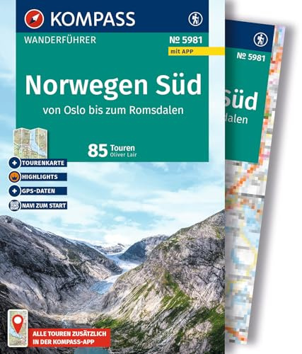 KOMPASS Wanderführer Norwegen Süd, von Oslo bis zum Romsdalen, 85 Touren mit Extra-Tourenkarte: mit Touren und GPS-Daten in der KOMPASS-App