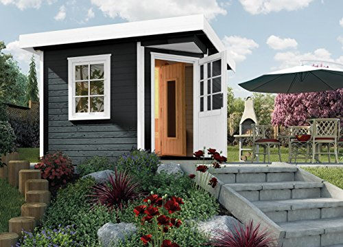Weka Saunahaus 213 anthrazit/weiß inkl. 7,5 kW Sauna-Ofen (OS)