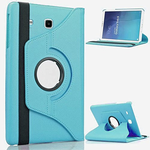 Étui à Rabat en Similicuir avec Support Rotatif à 360° pour Samsung Galaxy Tab 4 7.0 T230 Bleu Ciel