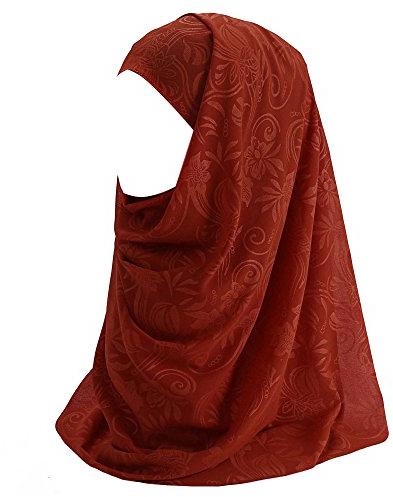 Lina & Lily Muslim Hijab Kopftuch aus Chiffon mit Blumenmuster (Rost)
