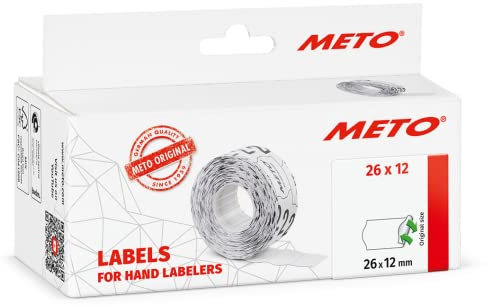Meto Etiketten für Preisauszeichner (26x12 mm, 1-zeilig, 6.000 Stück, weiß, wiederablösbar, für Meto, Hutner, Avery, Contact, Sato, Tovel etc.)