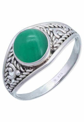 mantraroma Damen Ring Silber mit Stein grünen Onyx Edelstein grün ausgefallen verspielt