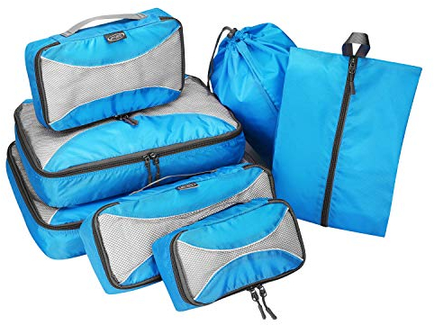 G4Free 3/6/7pcs Packing Cubes Organizzatore di Valigie Borsa Porta Abiti Pieghevoli Borsone per Scarpe Cubi da Imballaggio per Abbigliamento Bagagli Set da Viaggio