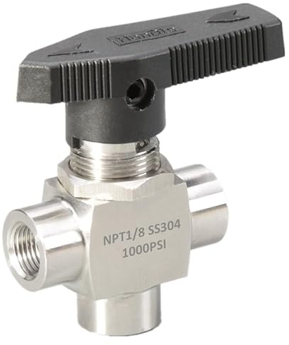 3-Wege-Kugelhahn 1/8 Zoll NPT Edelstahl Panel Mount Instrument Gauge Valve (0,32 cm)
