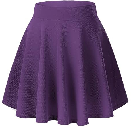Urban CoCo Mini Gonna da Donna Basica Elasticizzata Svasata Casual Mini Skater, Viola Scuro, S